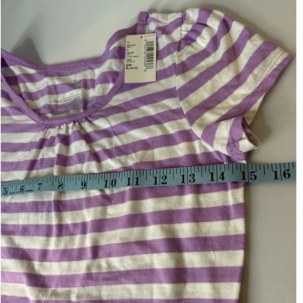 Children's Place Striped Top Lilac Mist Short Sleeve Shirt Kids Size L‎